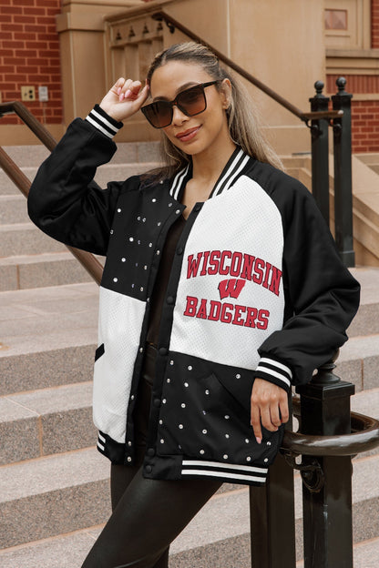 WISCONSIN BADGERS REFINED RIVALRY THROWBACK VARSITY BOMBER JACKET