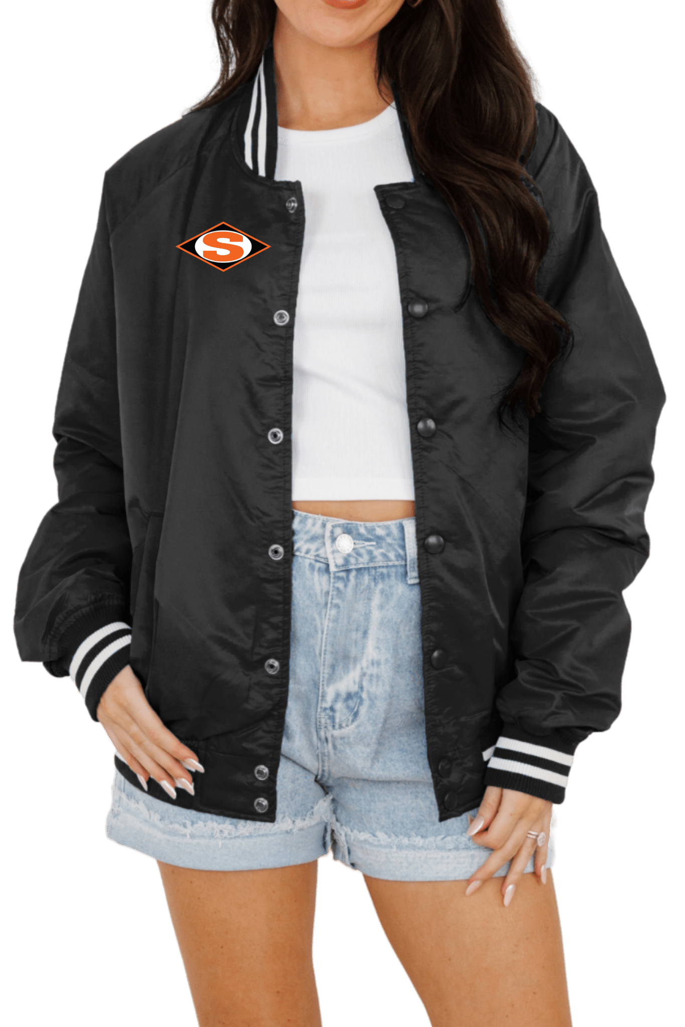 SALLISAW BLACK DIAMONDS SPORT STRIPE VARSITY JACKET - The Club