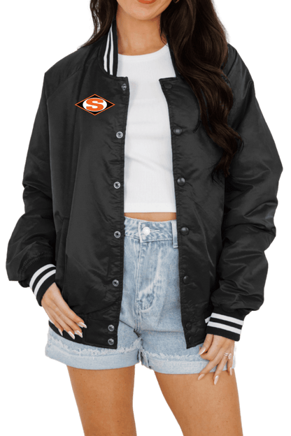 SALLISAW BLACK DIAMONDS SPORT STRIPE VARSITY JACKET - The Club