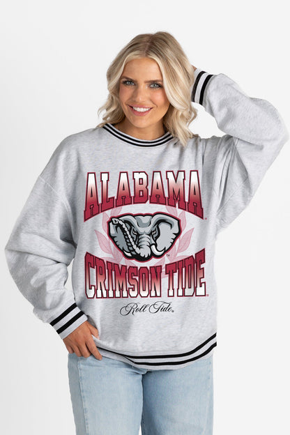 ALABAMA CRIMSON TIDE FADE ROUTE CREW FLEECE RINGER SWEATSHIRT