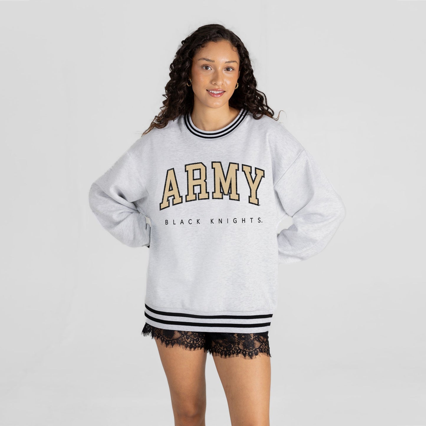 ARMY BLACK KNIGHTS EASY ENERGY CREW FLEECE RINGER STRIPE SWEATSHIRT