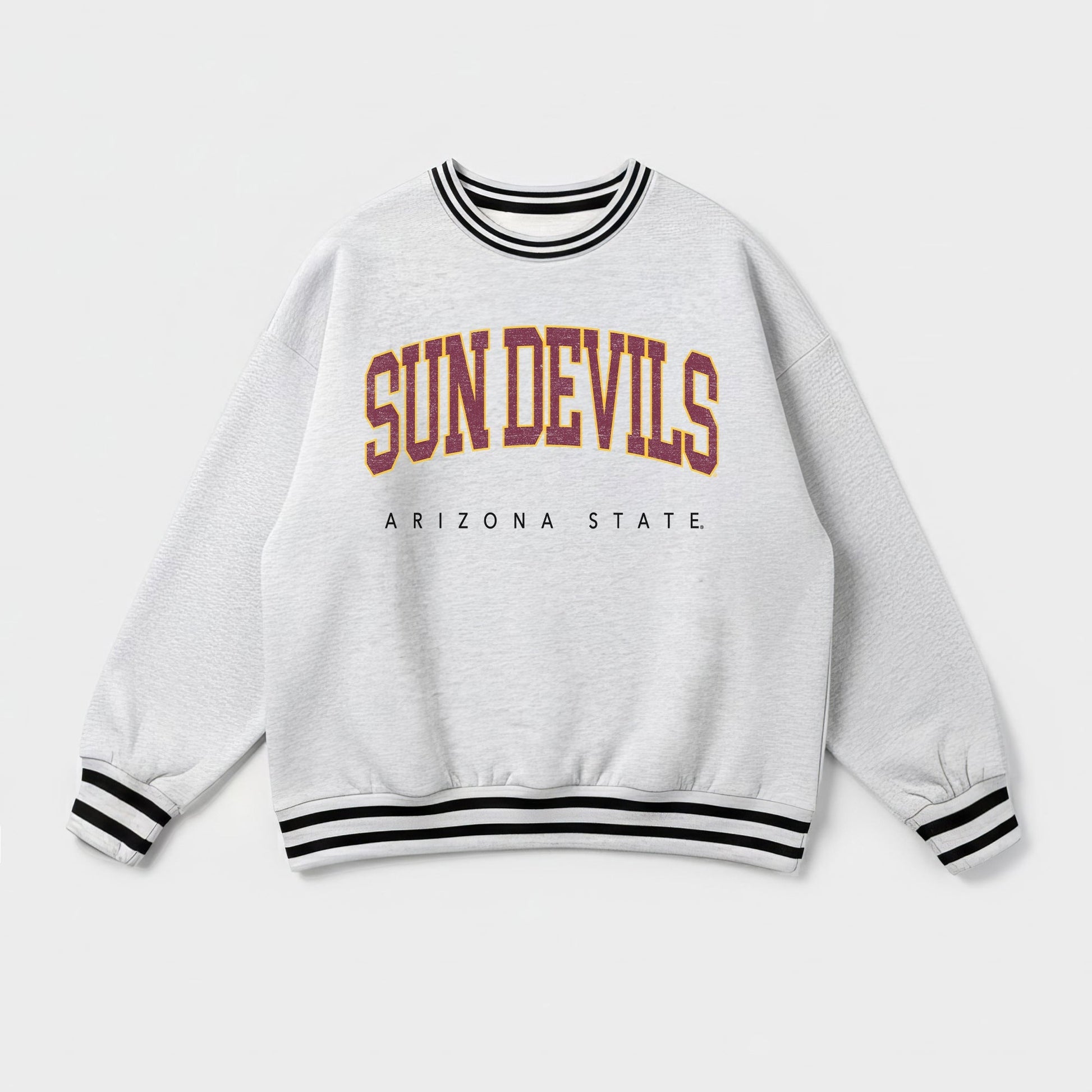 ARIZONA STATE SUN DEVILS EASY ENERGY CREW FLEECE RINGER STRIPE SWEATSHIRT