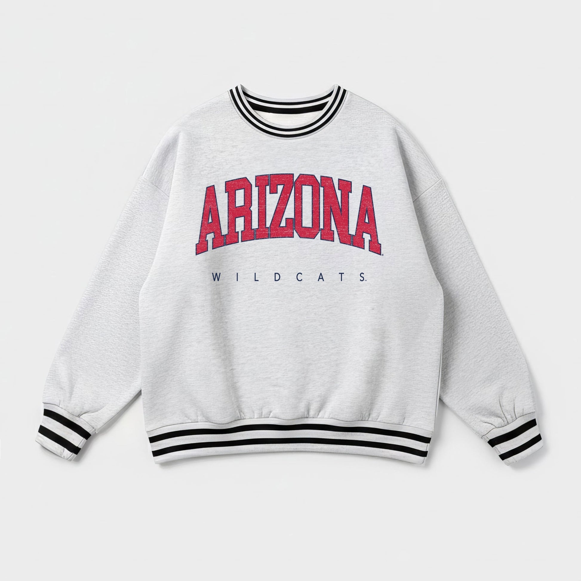 ARIZONA WILDCATS EASY ENERGY CREW FLEECE RINGER STRIPE SWEATSHIRT