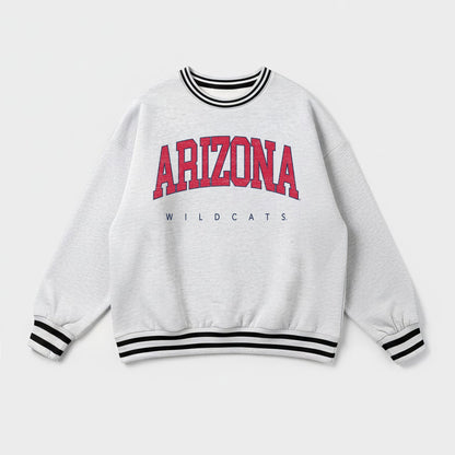 ARIZONA WILDCATS EASY ENERGY CREW FLEECE RINGER STRIPE SWEATSHIRT