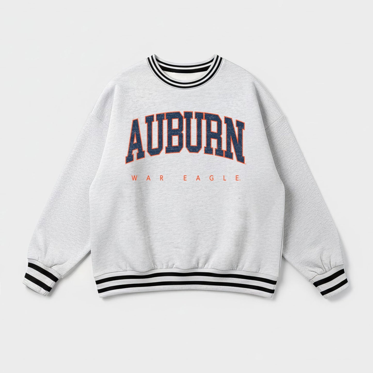 AUBURN TIGERS EASY ENERGY CREW FLEECE RINGER STRIPE SWEATSHIRT
