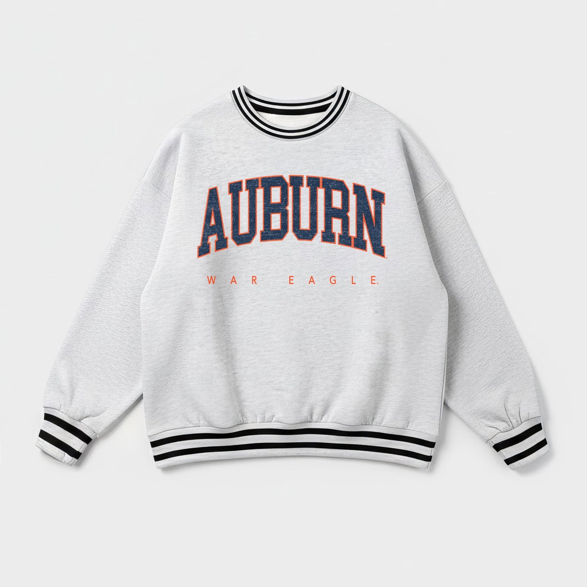AUBURN TIGERS EASY ENERGY CREW FLEECE RINGER STRIPE SWEATSHIRT