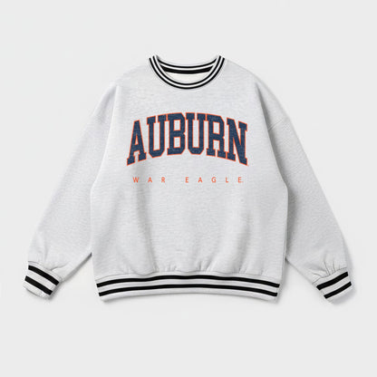 AUBURN TIGERS EASY ENERGY CREW FLEECE RINGER STRIPE SWEATSHIRT