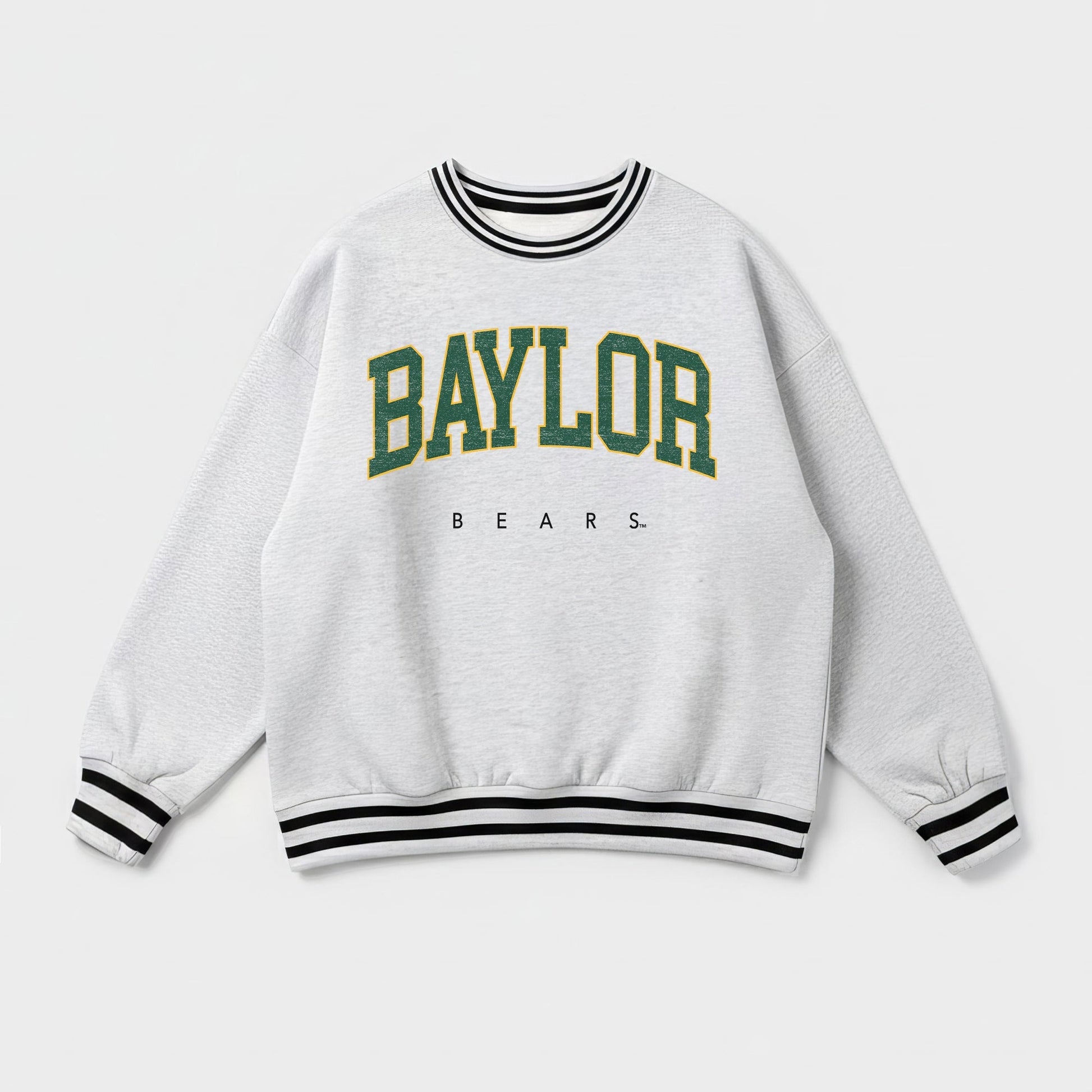 BAYLOR BEARS EASY ENERGY CREW FLEECE RINGER STRIPE SWEATSHIRT