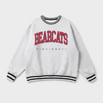 CINCINNATI BEARCATS EASY ENERGY CREW FLEECE RINGER STRIPE SWEATSHIRT