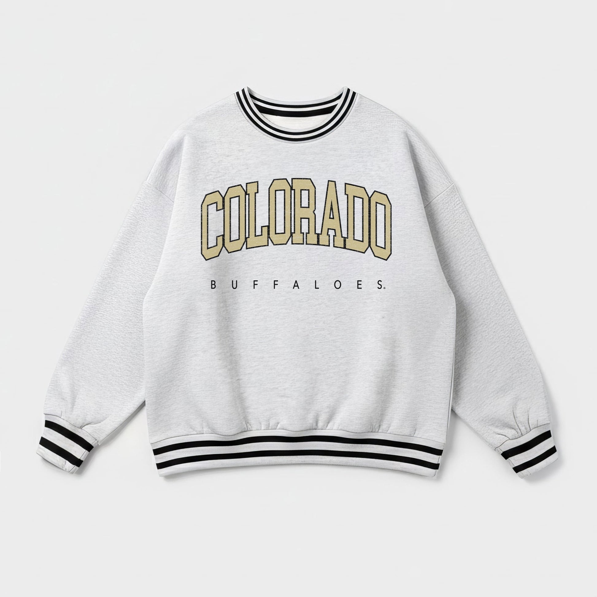 COLORADO BUFFALOES EASY ENERGY CREW FLEECE RINGER STRIPE SWEATSHIRT