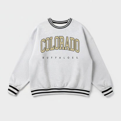 COLORADO BUFFALOES EASY ENERGY CREW FLEECE RINGER STRIPE SWEATSHIRT