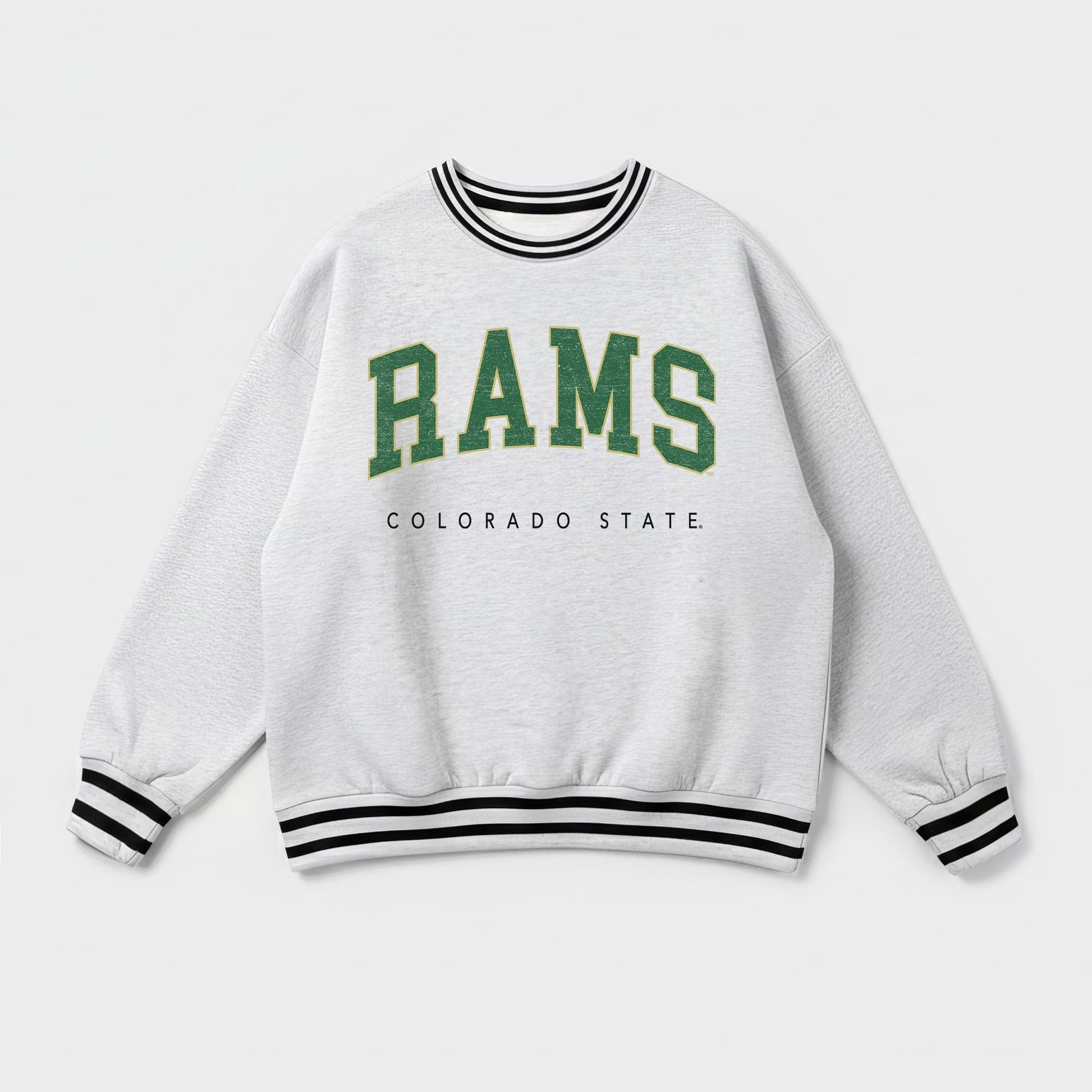 COLORADO STATE RAMS EASY ENERGY CREW FLEECE RINGER STRIPE SWEATSHIRT