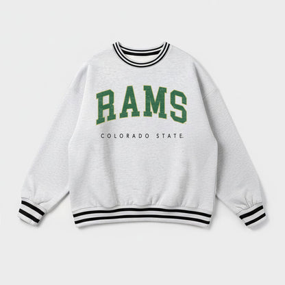 COLORADO STATE RAMS EASY ENERGY CREW FLEECE RINGER STRIPE SWEATSHIRT