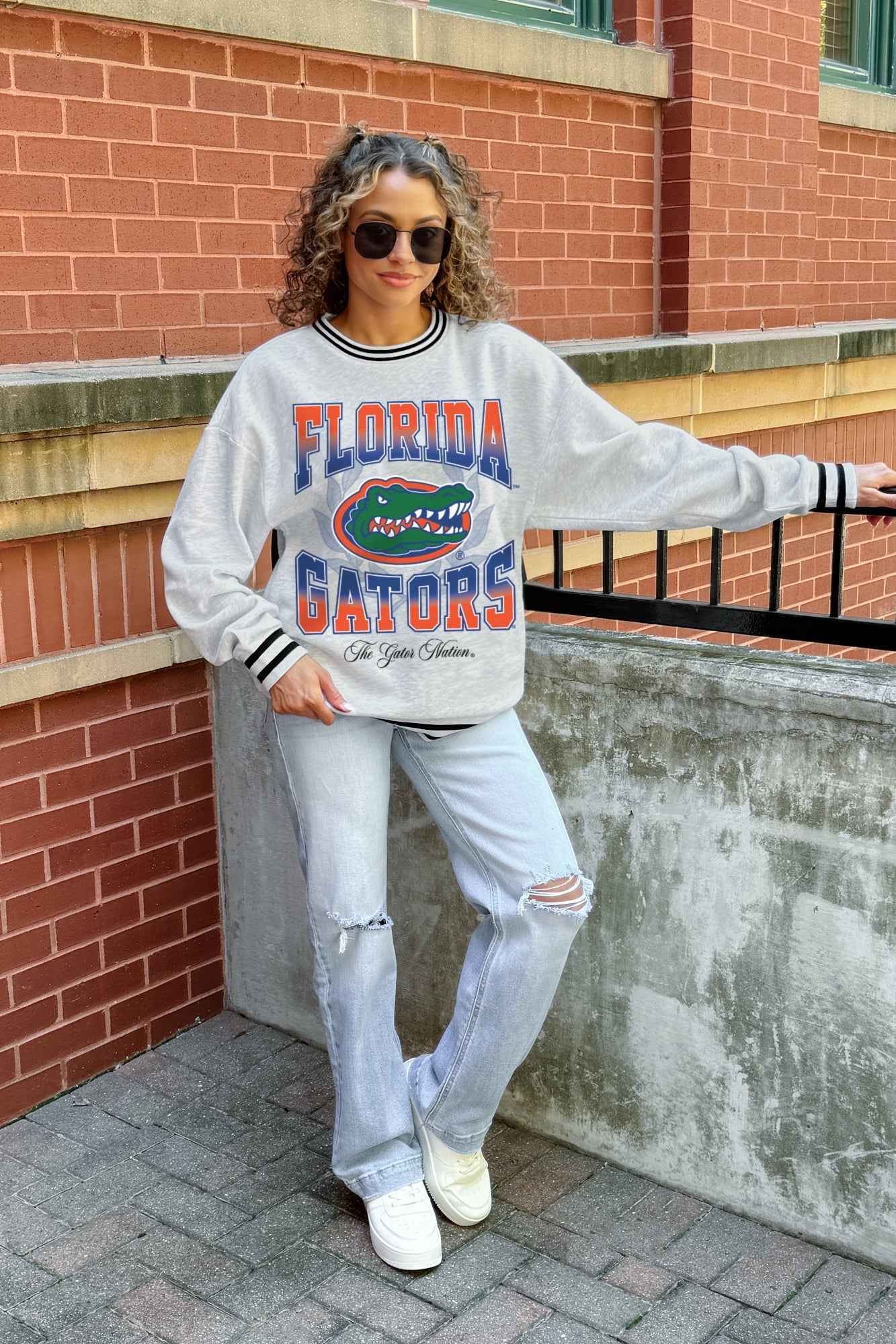 FLORIDA GATORS FADE ROUTE CREW FLEECE RINGER SWEATSHIRT