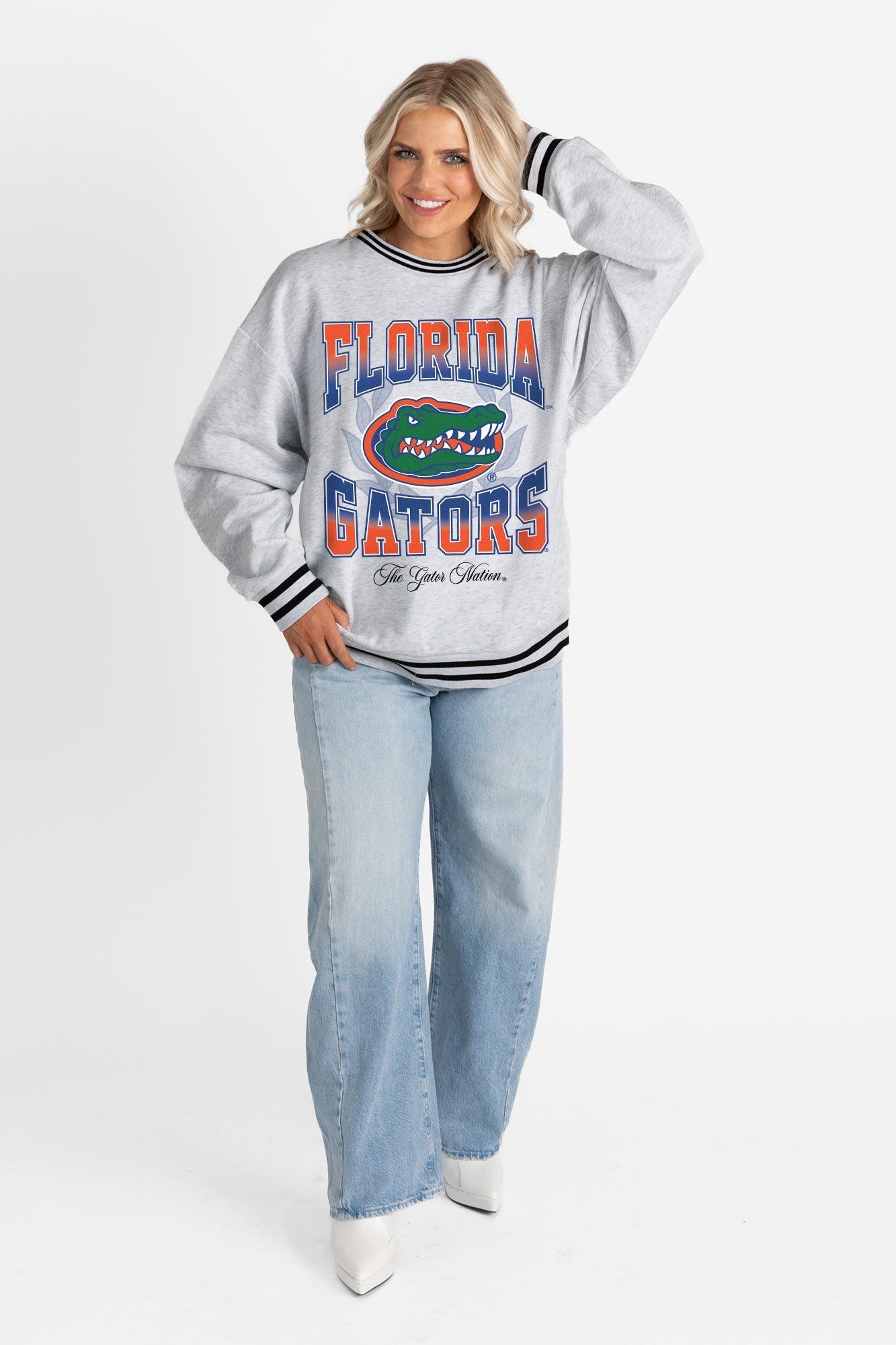 FLORIDA GATORS FADE ROUTE CREW FLEECE RINGER SWEATSHIRT