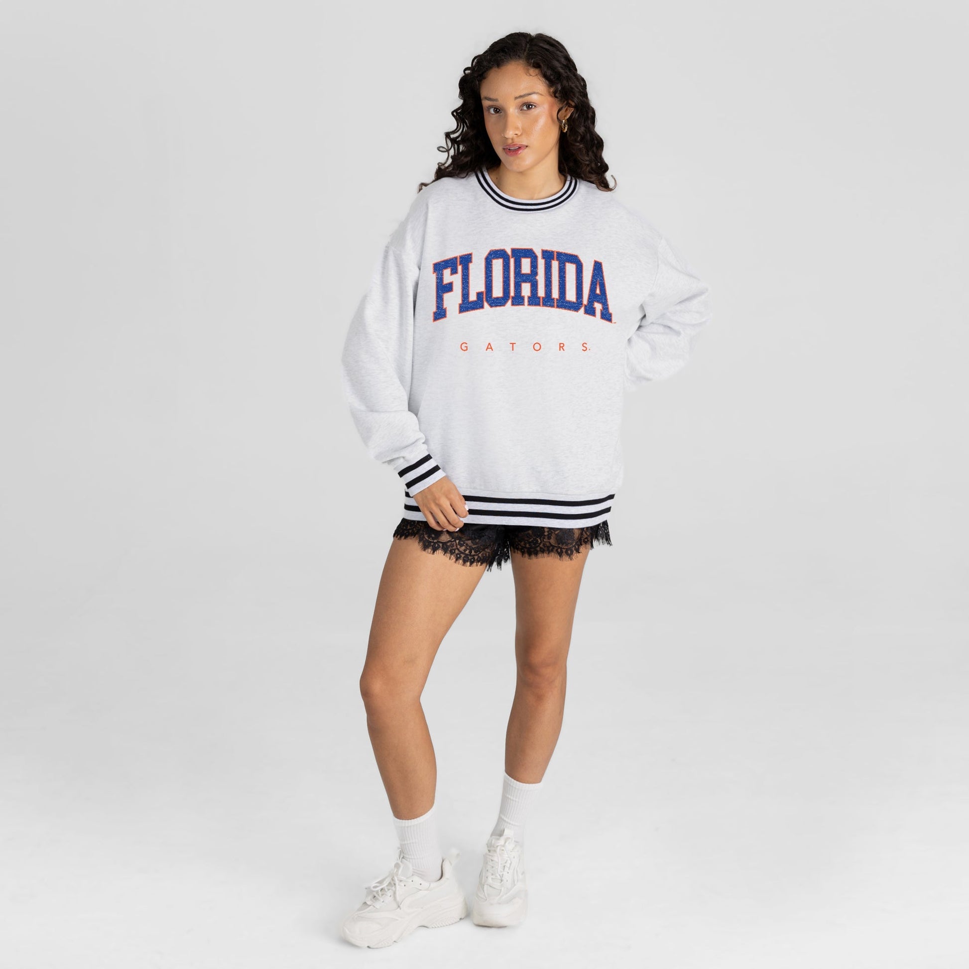 FLORIDA GATORS EASY ENERGY CREW FLEECE RINGER STRIPE SWEATSHIRT