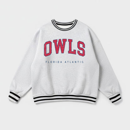 FLORIDA ATLANTIC OWLS EASY ENERGY CREW FLEECE RINGER STRIPE SWEATSHIRT