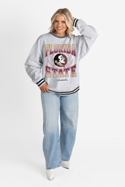FLORIDA STATE SEMINOLES FADE ROUTE CREW FLEECE RINGER SWEATSHIRT