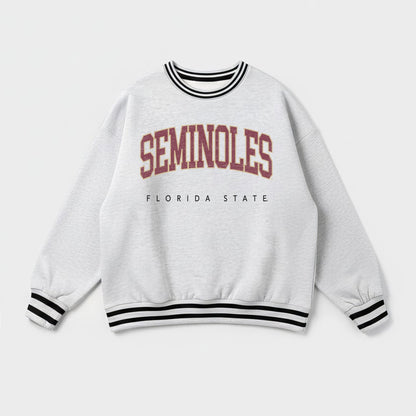 FLORIDA STATE SEMINOLES EASY ENERGY CREW FLEECE RINGER STRIPE SWEATSHIRT