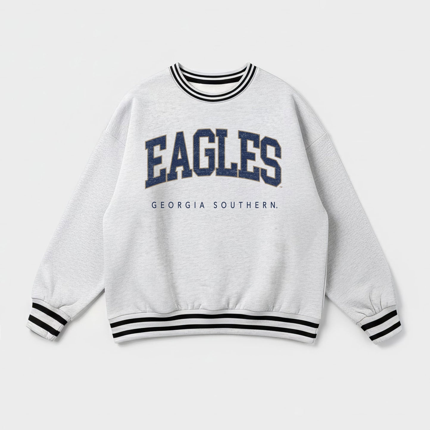 GEORGIA SOUTHERN EAGLES EASY ENERGY CREW FLEECE RINGER STRIPE SWEATSHIRT