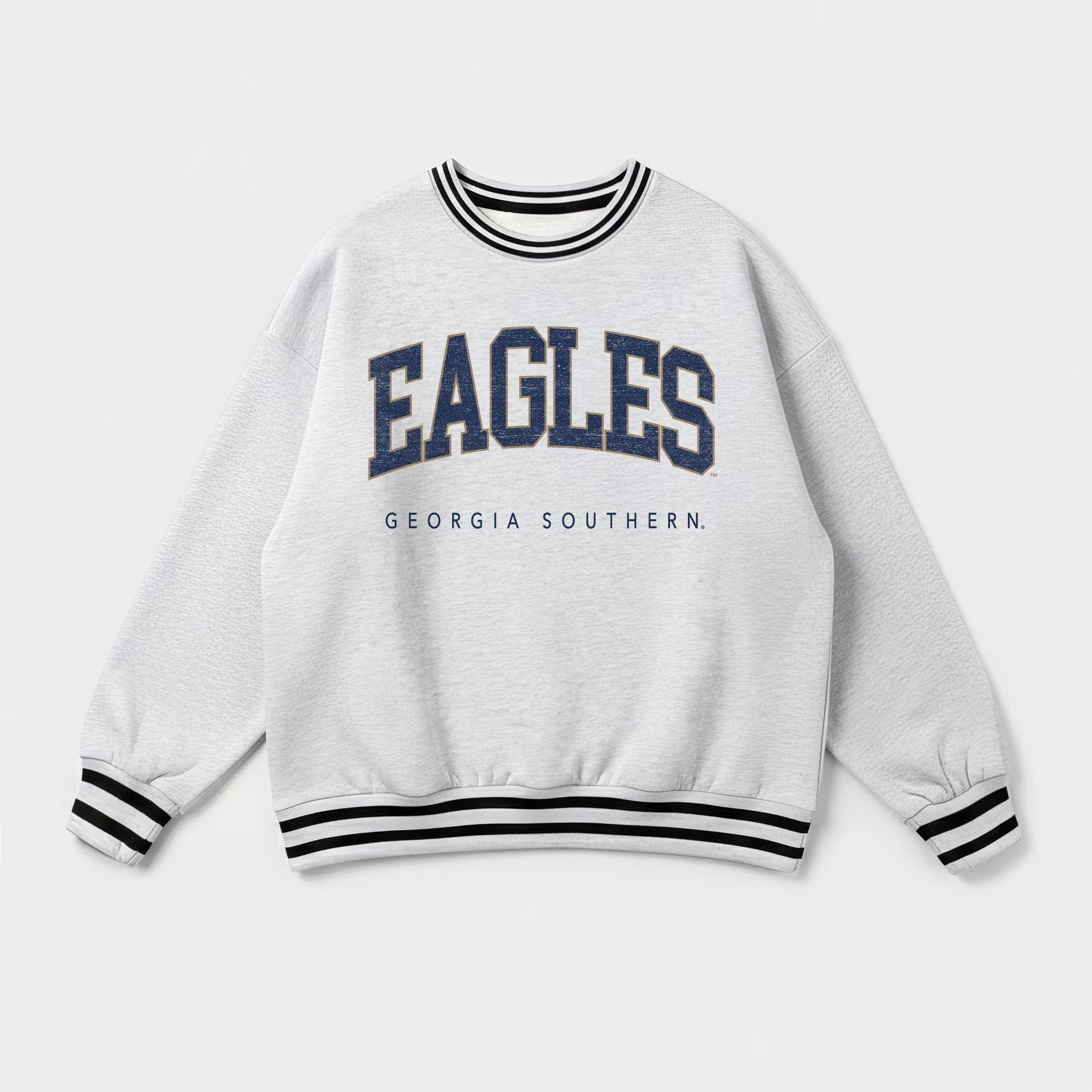 GEORGIA SOUTHERN EAGLES EASY ENERGY CREW FLEECE RINGER STRIPE SWEATSHIRT