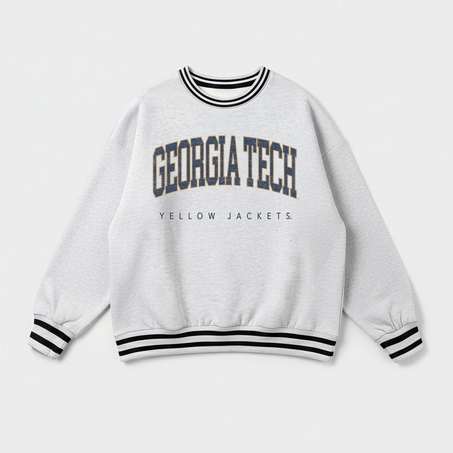 GEORGIA TECH YELLOW JACKETS EASY ENERGY CREW FLEECE RINGER STRIPE SWEATSHIRT