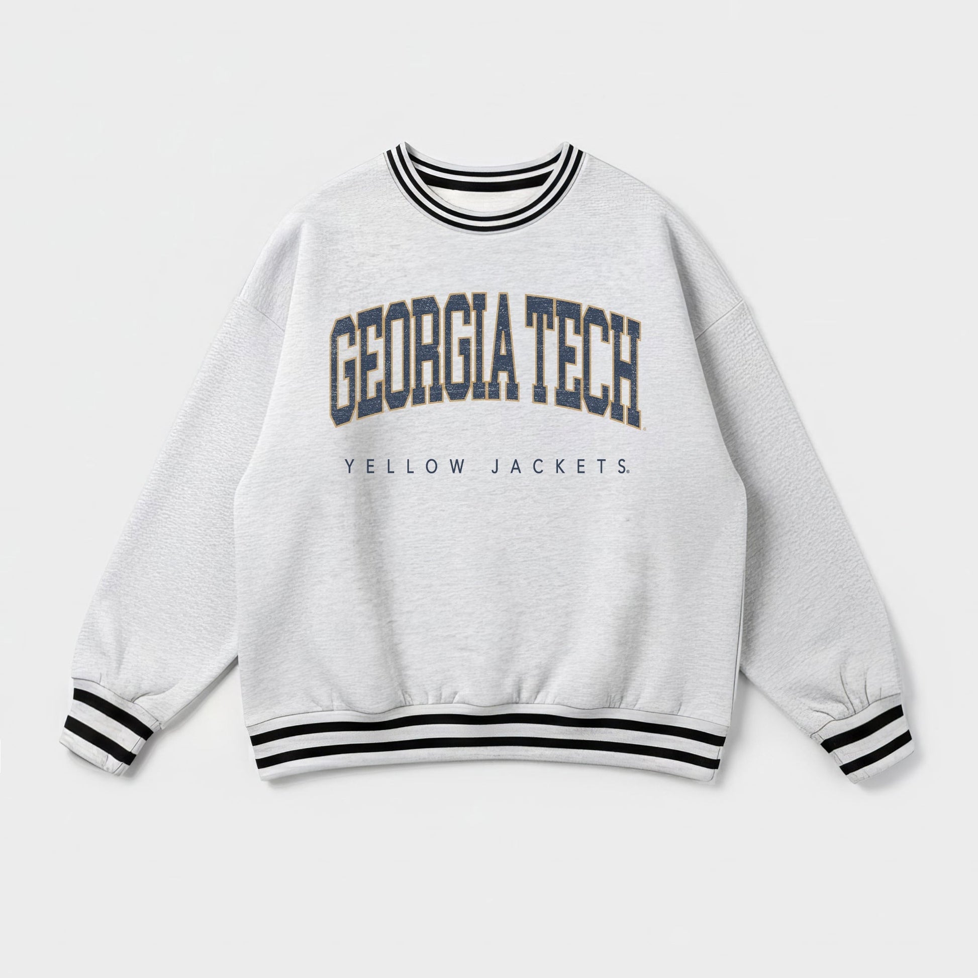 GEORGIA TECH YELLOW JACKETS EASY ENERGY CREW FLEECE RINGER STRIPE SWEATSHIRT