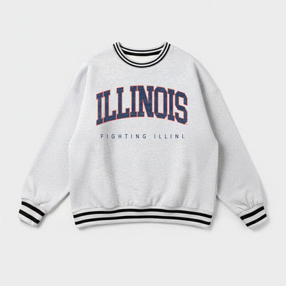 ILLINOIS FIGHTING ILLINI EASY ENERGY CREW FLEECE RINGER STRIPE SWEATSHIRT
