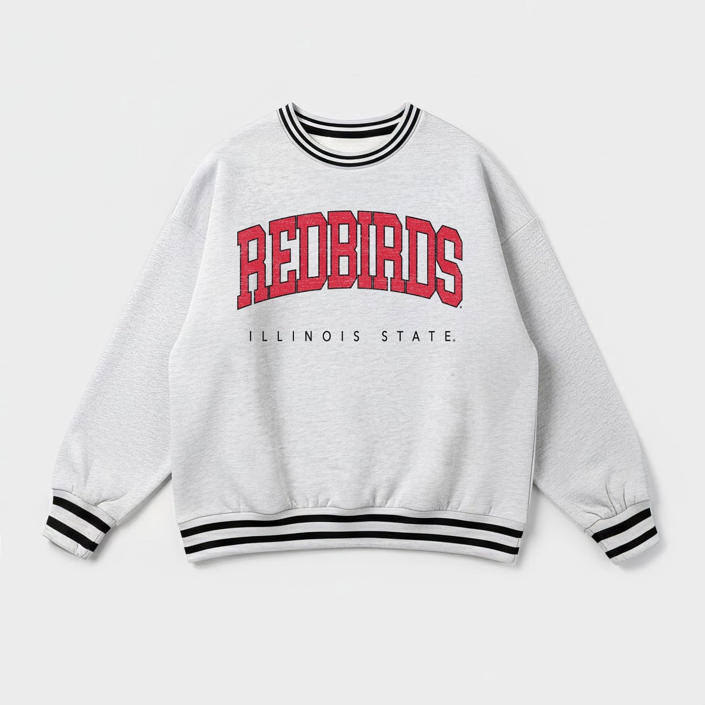 ILLINOIS STATE REDBIRDS EASY ENERGY CREW FLEECE RINGER STRIPE SWEATSHIRT