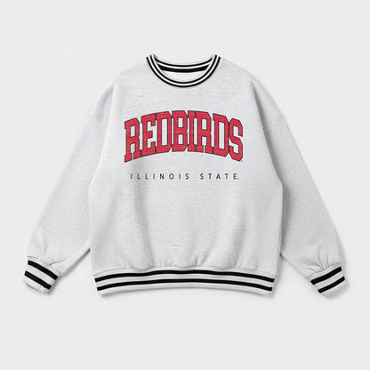 ILLINOIS STATE REDBIRDS EASY ENERGY CREW FLEECE RINGER STRIPE SWEATSHIRT