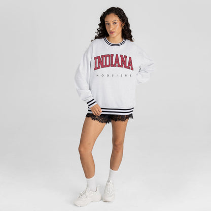 INDIANA HOOSIERS EASY ENERGY CREW FLEECE RINGER STRIPE SWEATSHIRT