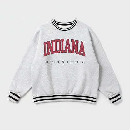 INDIANA HOOSIERS EASY ENERGY CREW FLEECE RINGER STRIPE SWEATSHIRT
