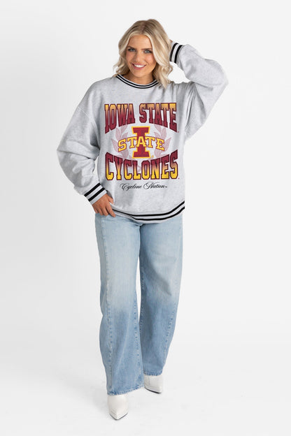 IOWA STATE CYCLONES FADE ROUTE CREW FLEECE RINGER SWEATSHIRT