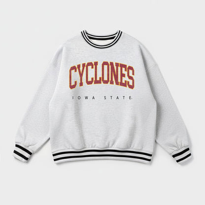 IOWA STATE CYCLONES EASY ENERGY CREW FLEECE RINGER STRIPE SWEATSHIRT