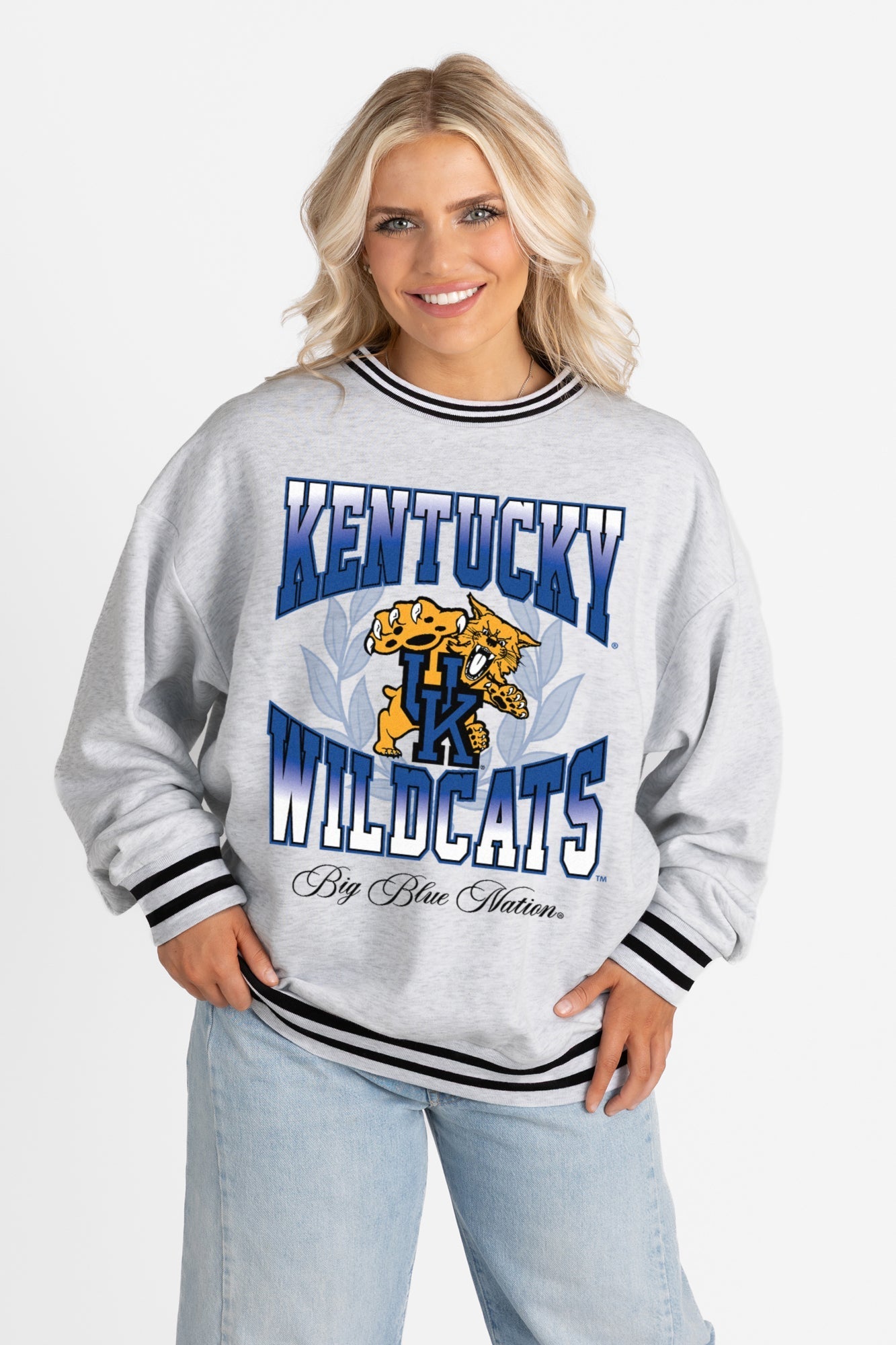 KENTUCKY WILDCATS FADE ROUTE CREW FLEECE RINGER SWEATSHIRT