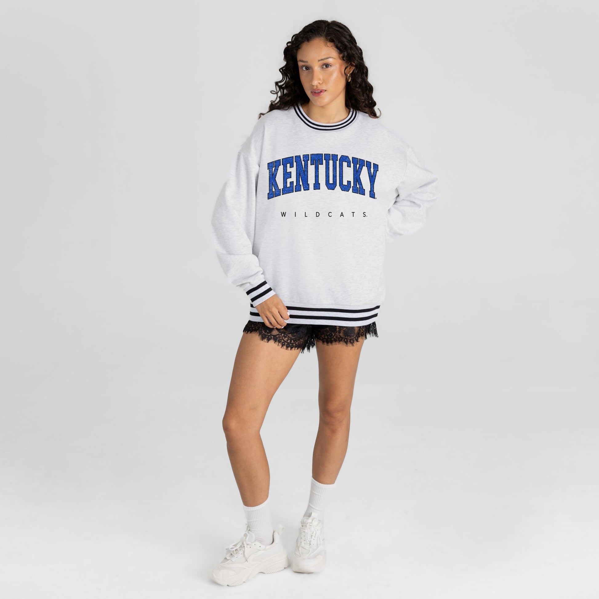 KENTUCKY WILDCATS EASY ENERGY CREW FLEECE RINGER STRIPE SWEATSHIRT