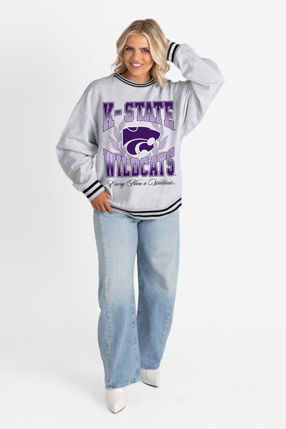 KANSAS STATE WILDCATS FADE ROUTE CREW FLEECE RINGER SWEATSHIRT