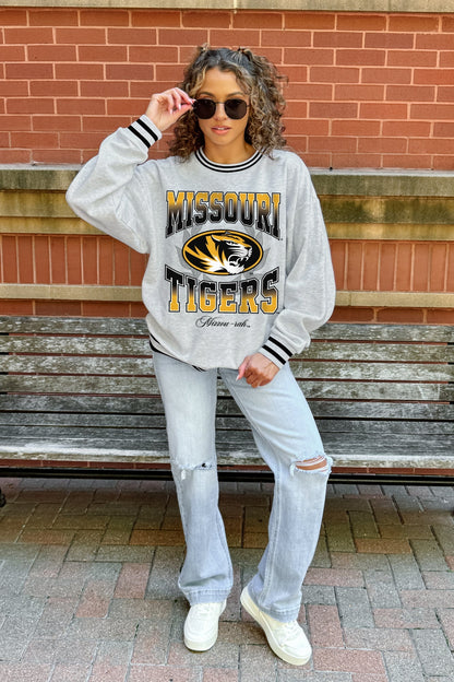 MISSOURI TIGERS FADE ROUTE CREW FLEECE RINGER SWEATSHIRT
