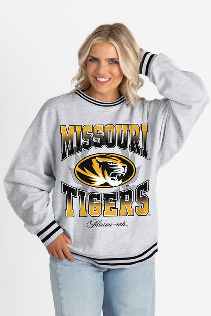 MISSOURI TIGERS FADE ROUTE CREW FLEECE RINGER SWEATSHIRT