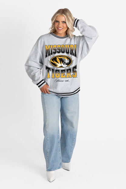 MISSOURI TIGERS FADE ROUTE CREW FLEECE RINGER SWEATSHIRT