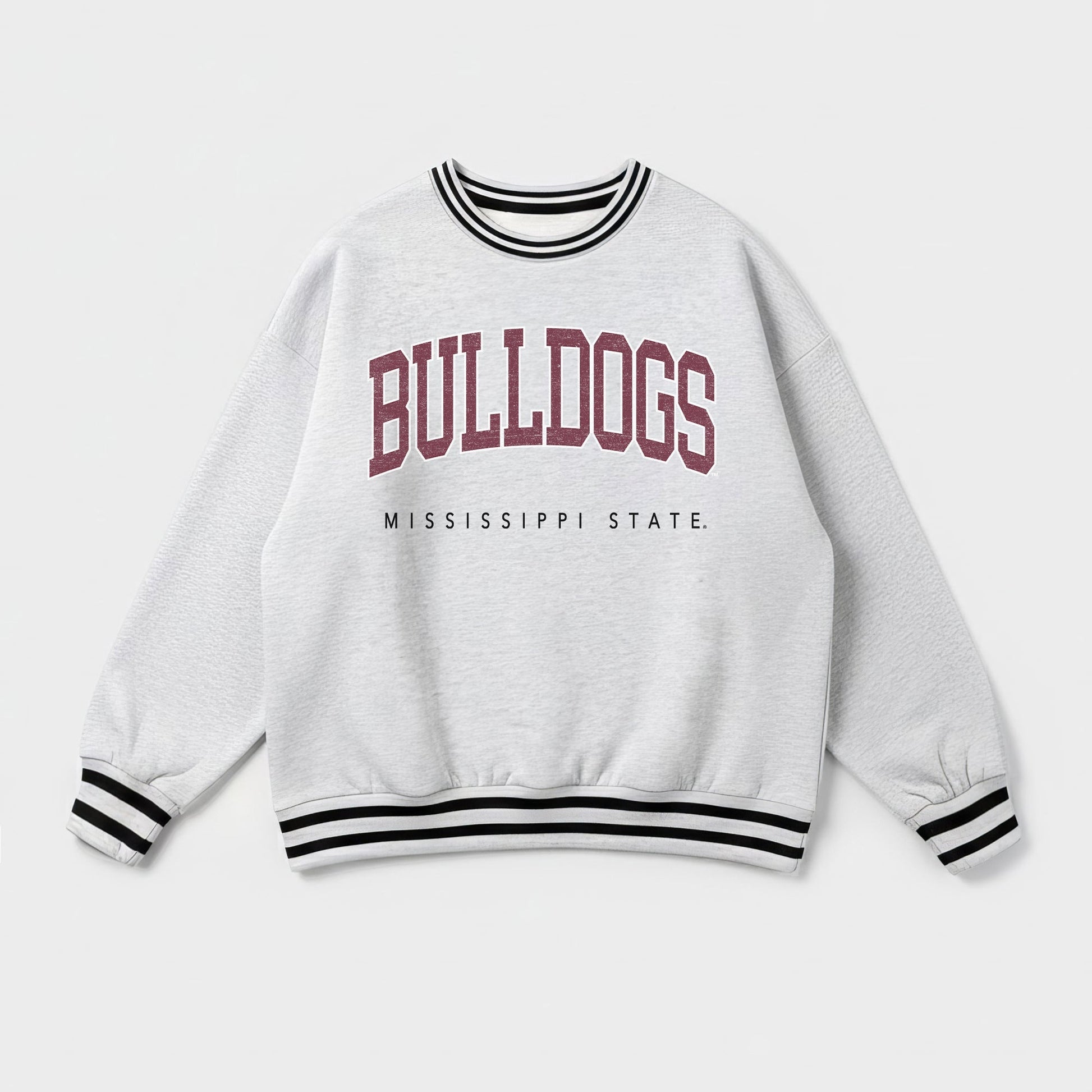 MISSISSIPPI STATE BULLDOGS EASY ENERGY CREW FLEECE RINGER STRIPE SWEATSHIRT