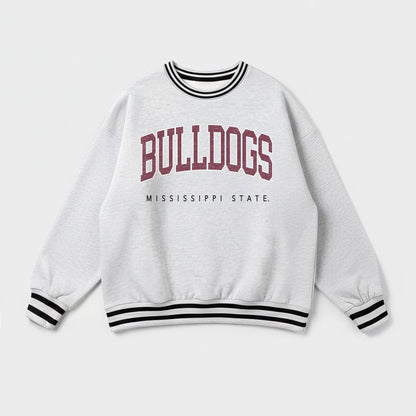 MISSISSIPPI STATE BULLDOGS EASY ENERGY CREW FLEECE RINGER STRIPE SWEATSHIRT