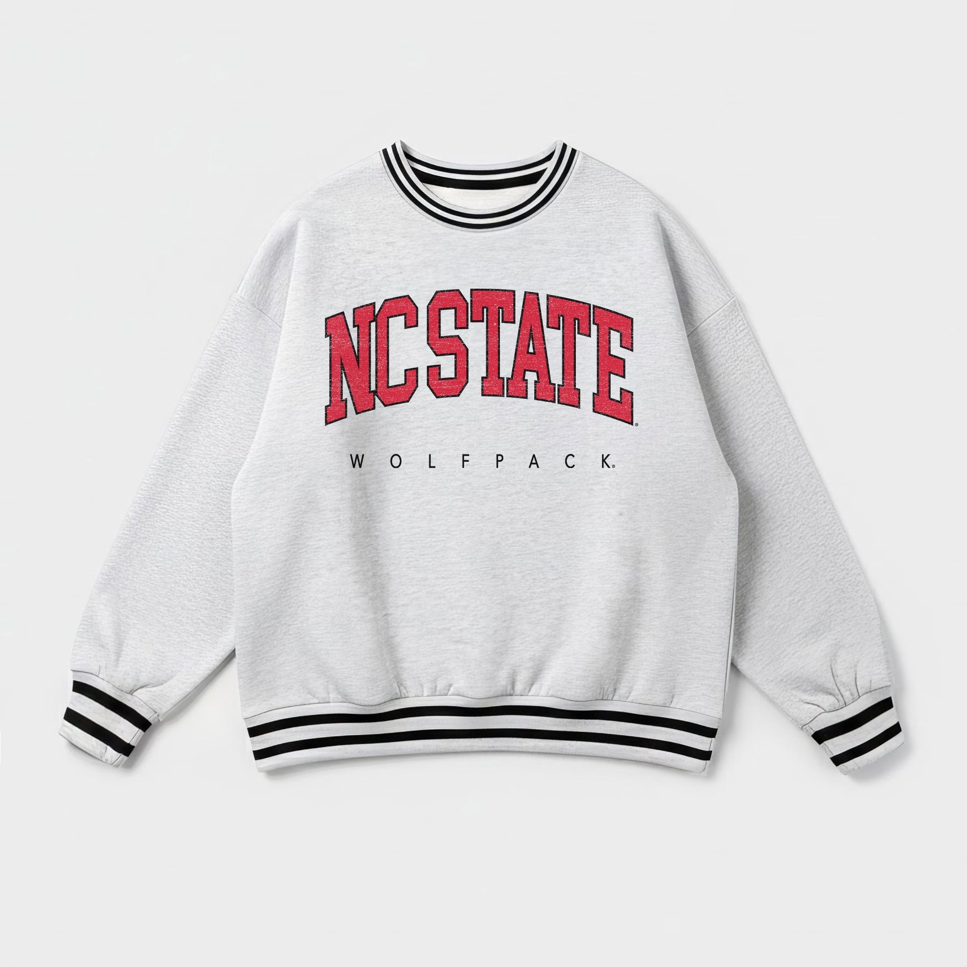 NORTH CAROLINA STATE WOLFPACK EASY ENERGY CREW FLEECE RINGER STRIPE SWEATSHIRT