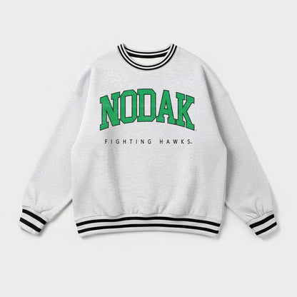 NORTH DAKOTA FIGHTING HAWKS EASY ENERGY CREW FLEECE RINGER STRIPE SWEATSHIRT