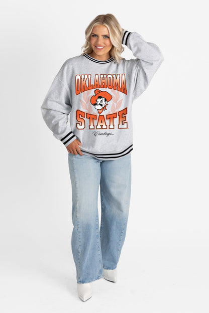 OKLAHOMA STATE COWBOYS FADE ROUTE CREW FLEECE RINGER SWEATSHIRT