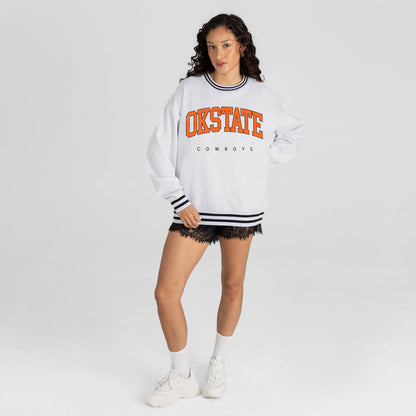 OKLAHOMA STATE COWBOYS EASY ENERGY CREW FLEECE RINGER STRIPE SWEATSHIRT