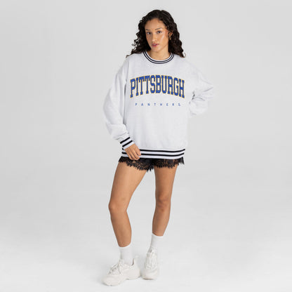 PITTSBURGH PANTHERS EASY ENERGY CREW FLEECE RINGER STRIPE SWEATSHIRT