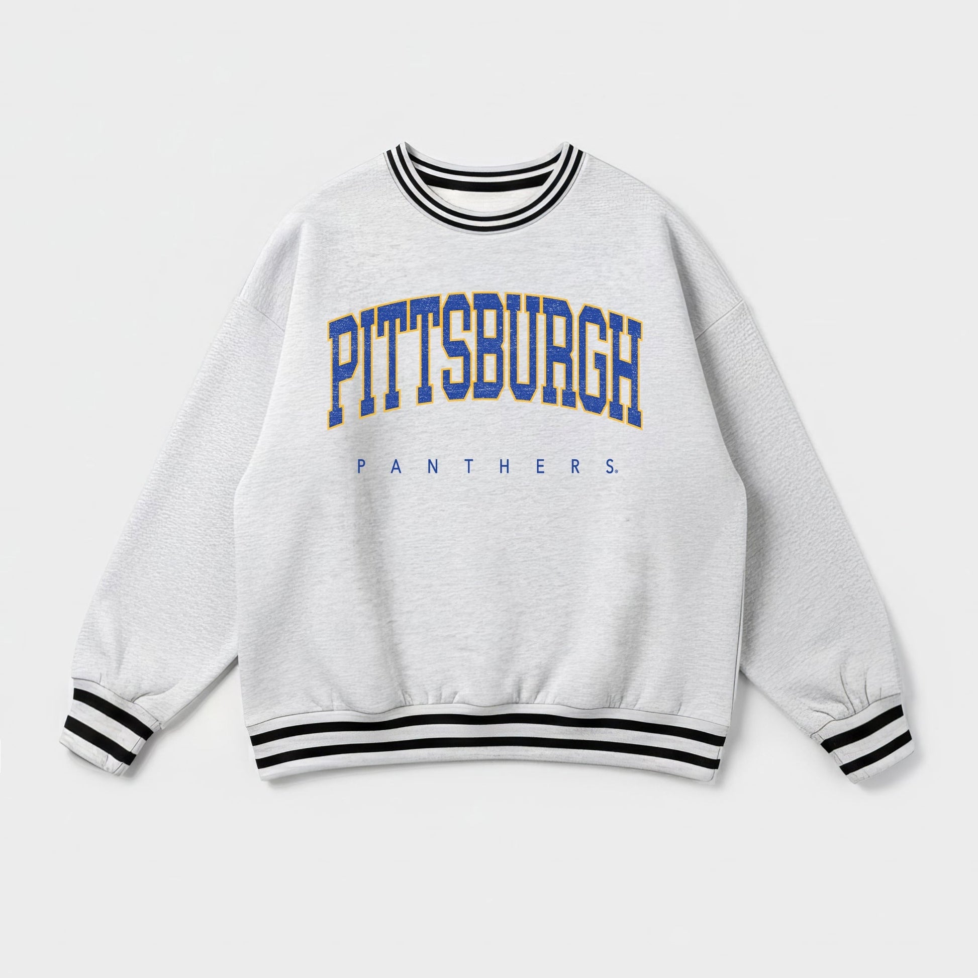 PITTSBURGH PANTHERS EASY ENERGY CREW FLEECE RINGER STRIPE SWEATSHIRT