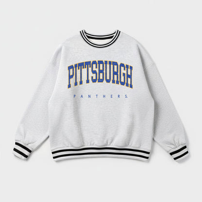 PITTSBURGH PANTHERS EASY ENERGY CREW FLEECE RINGER STRIPE SWEATSHIRT