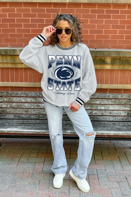 PENN STATE NITTANY LIONS FADE ROUTE CREW FLEECE RINGER SWEATSHIRT